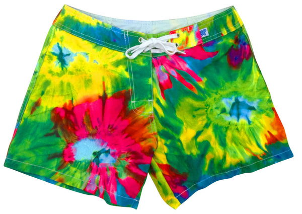 "Love n Haight" Tie Dye 5" Womens Back Pocket Board Shorts - Board Shorts World Outlet