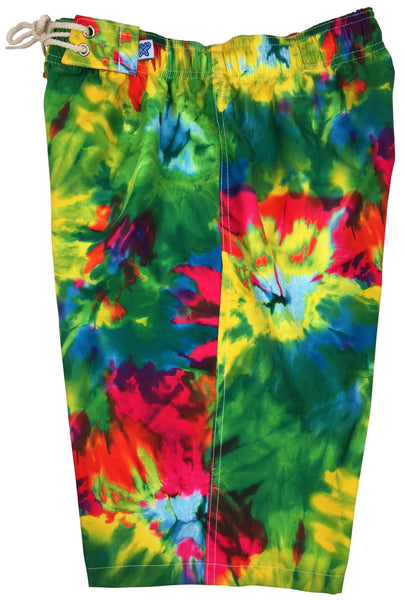 "Love N Haight" (Tie Dye) Womens Elastic Waist Swim Board Shorts. REGULAR Rise + 11" Inseam - Board Shorts World Outlet