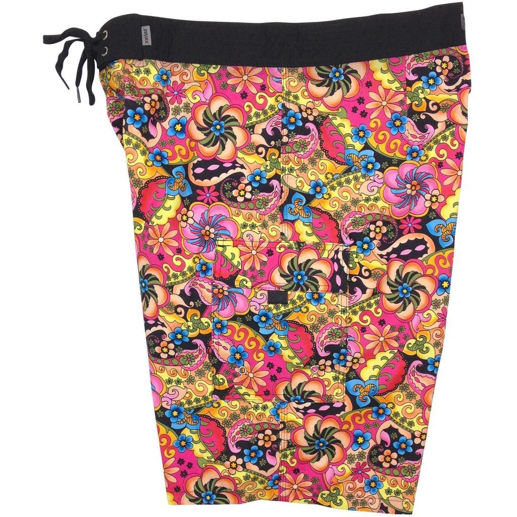 "Lucy in the Sky" (Black) Double Cargo Pocket Board Shorts - Board Shorts World Outlet