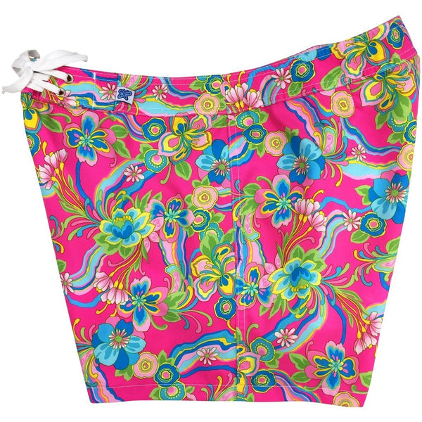 "Magic Bus" 5" Womens Back Pocket Board Shorts (Pink) - Board Shorts World Outlet