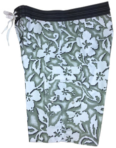 "Magnified" (Beige) Double Cargo Pocket Board Shorts - Board Shorts World Outlet