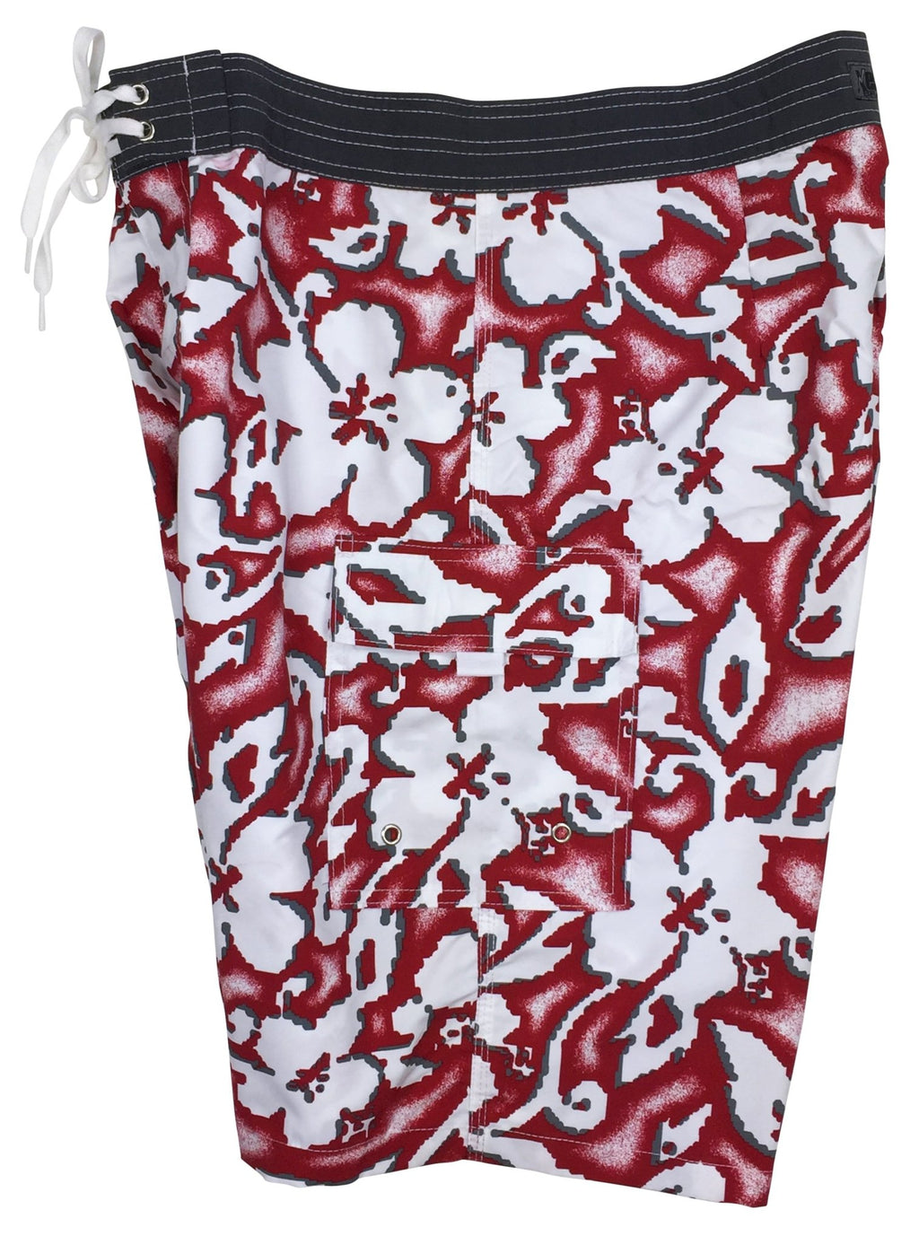 "Magnified" (Red) Double Cargo Pocket Board Shorts - Board Shorts World Outlet