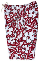 "Magnified" (Red) Womens Elastic Waist Swim Board Shorts. REGULAR Rise + 11" Inseam - Board Shorts World Outlet