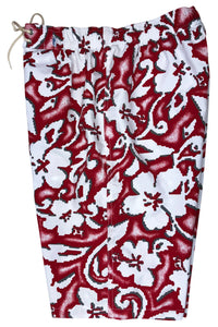 "Magnified" (Red) Womens Elastic Waist Swim Board Shorts. REGULAR Rise + 11" Inseam - Board Shorts World Outlet