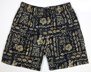 "Man's Best Friend" (Charcoal) Swim Trunks (with mesh liner / side pockets) - 6.5" Mid Length - Board Shorts World Outlet