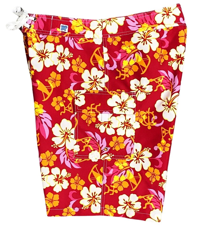 "Memory Lane" (Pink) Womens Board/Swim Shorts - 10.5" - Board Shorts World Outlet