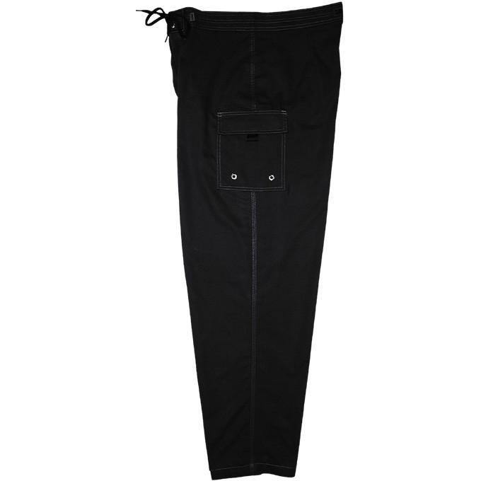 Mens Board Pants w/Double Cargo Pockets. 30.5" Inseam (Black) - Board Shorts World Outlet