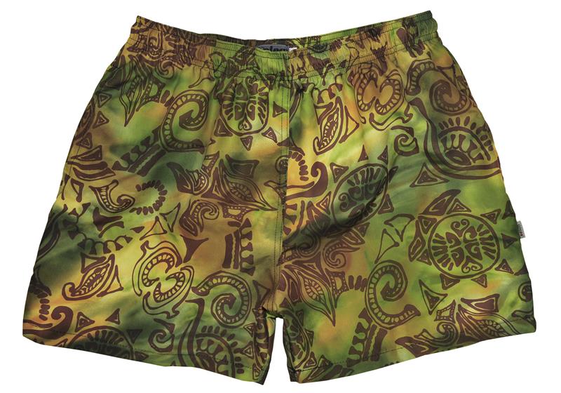 Mens "Pacific Whim" Swim Trunks (with mesh liner) - Earth - Retro Shortie - Board Shorts World Outlet