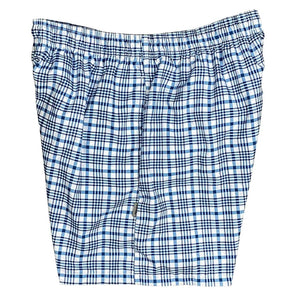 Mens "Please Come to Boston" Swim Trunks (with mesh liner) - Blue - Retro Shortie - Board Shorts World Outlet