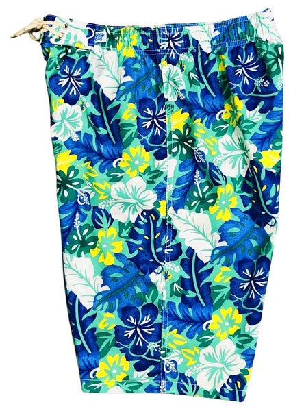 "Mother Lode" (Blue) Womens Elastic Waist Swim Board Shorts. REGULAR Rise + 11" Inseam - Board Shorts World Outlet