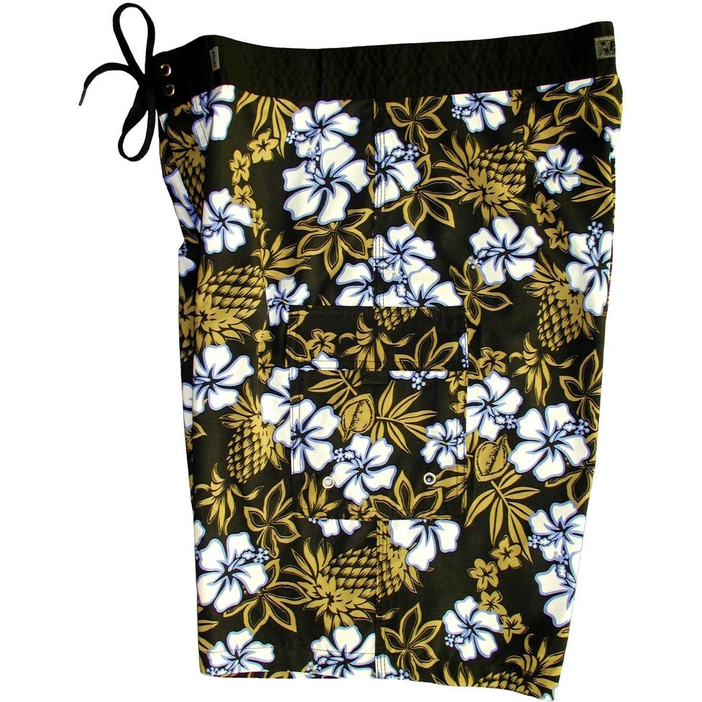 "North Shore" (Black) Double Cargo Pocket Board Shorts - Board Shorts World Outlet