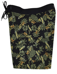 "One for the Road Woodys" (Olive) Mens Double Cargo Board Shorts - Retro Shortie - 5" - Board Shorts World Outlet