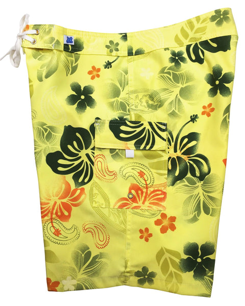 "Overspray" (Yellow) Womens Board/Swim Shorts - 10.5" - Board Shorts World Outlet