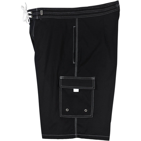 "Pack Rat" 4 Pocket (Double Cargo + Side) Board Shorts (Black OR Royal) - Board Shorts World Outlet