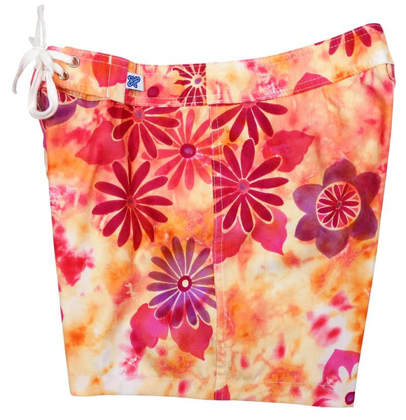 "Painted Desert" 5" Womens Back Pocket Board Shorts (Berry) - Board Shorts World Outlet