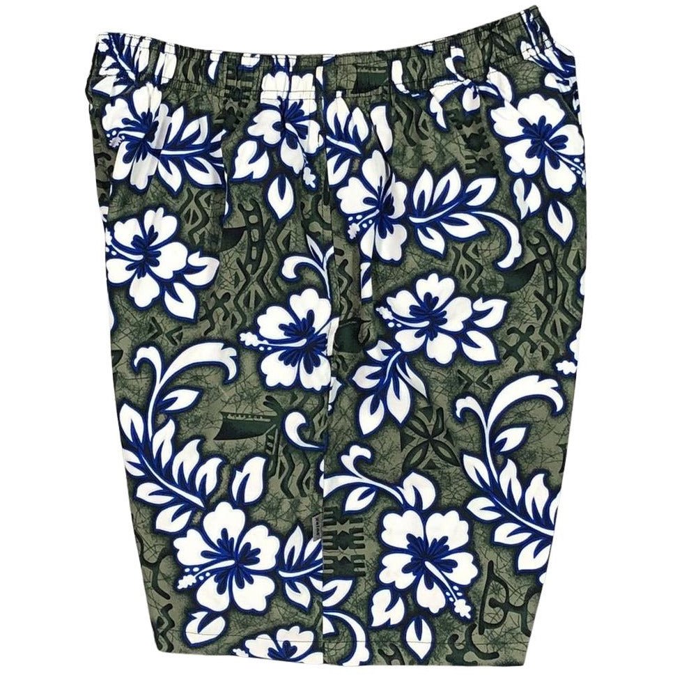 "Picture Show" (Charcoal) Swim Trunks (with mesh liner / side pockets) - 6.5" Mid Length - Board Shorts World Outlet