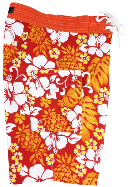 "Pina Colada" (Orange) Boys + Girls Board Shorts. 8" Inseam / 18.5" Outseam - Board Shorts World Outlet