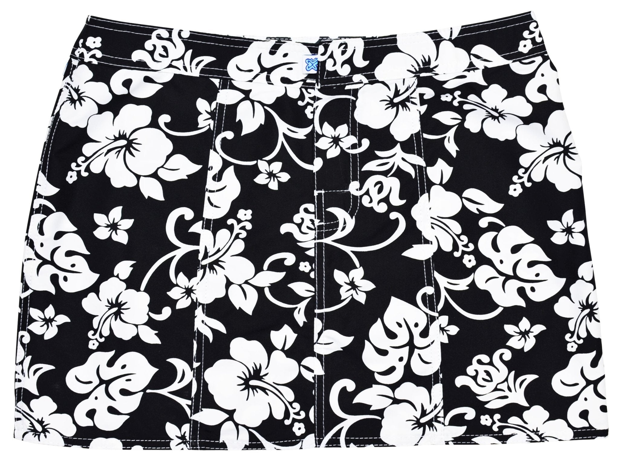 "Pure Hibiscus" Hipster Board Skirt (Black/White) - Board Shorts World Outlet