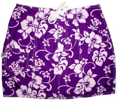 "Pure Hibiscus" Original Style Board Skirt (Purple) - Board Shorts World Outlet