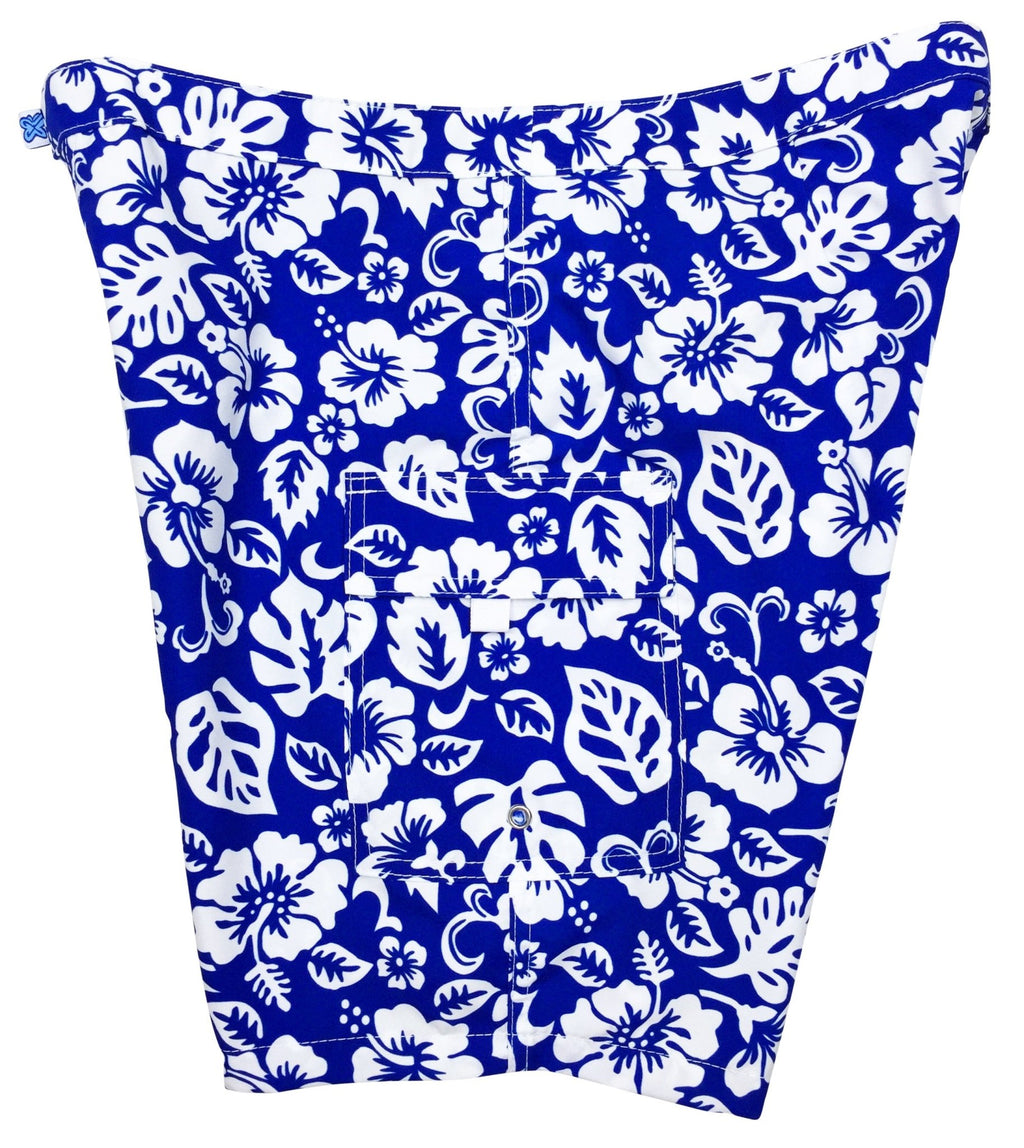 "Pure Hibiscus Too" (Royal) Womens Board/Swim Shorts - 11" - Board Shorts World Outlet