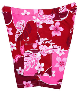 "Puzzled" (Pink) Womens Board/Swim Shorts - 11" - Board Shorts World Outlet