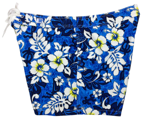 "Safari" 5" Womens Back Pocket Board Shorts (Blue) - Board Shorts World Outlet