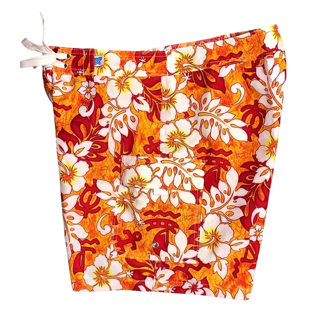 "Safari" (Orange) 7" Womens Cargo + Back Pocket Board Shorts - Board Shorts World Outlet