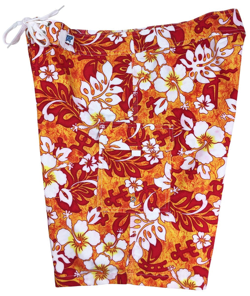 "Safari" (Orange) Womens Board/Swim Shorts - 10.5" - Board Shorts World Outlet