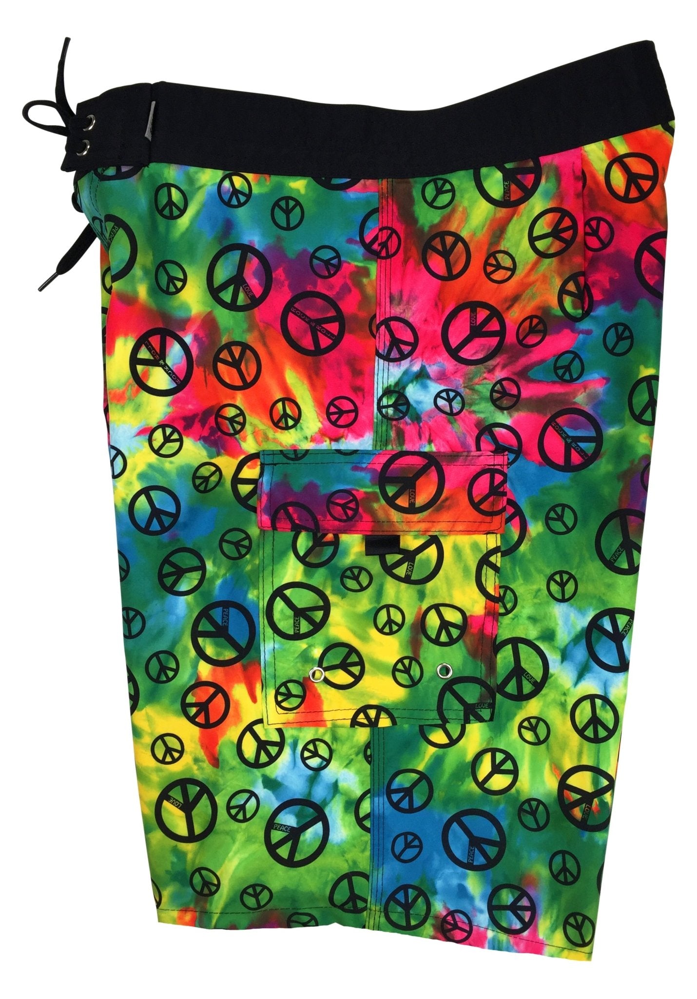 "Sign Language" (Tie Dye) Double Cargo Pocket Board Shorts - Board Shorts World Outlet