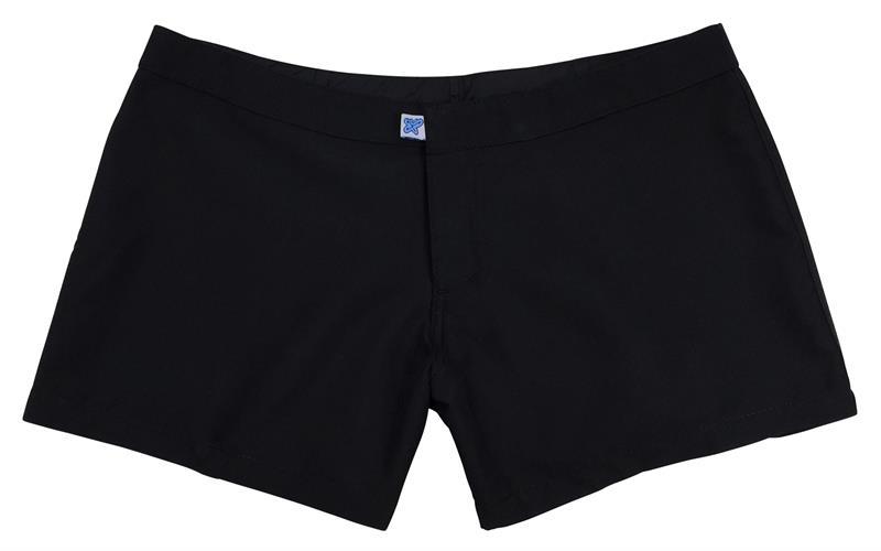 Solid Black (Black Stitching) Womens Board/Swim Shorts - 4" - Board Shorts World Outlet