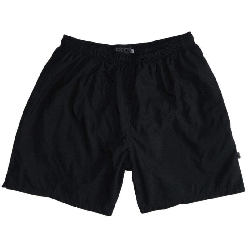 Solid Black Swim Trunks (with mesh liner / side pockets) - 6.5" Mid Length - Board Shorts World Outlet