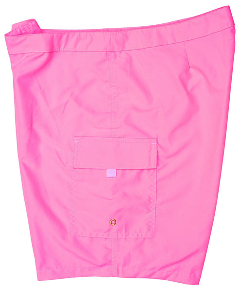Solid Color (Hot Pink) Womens Board/Swim Shorts - 11" - Board Shorts World Outlet