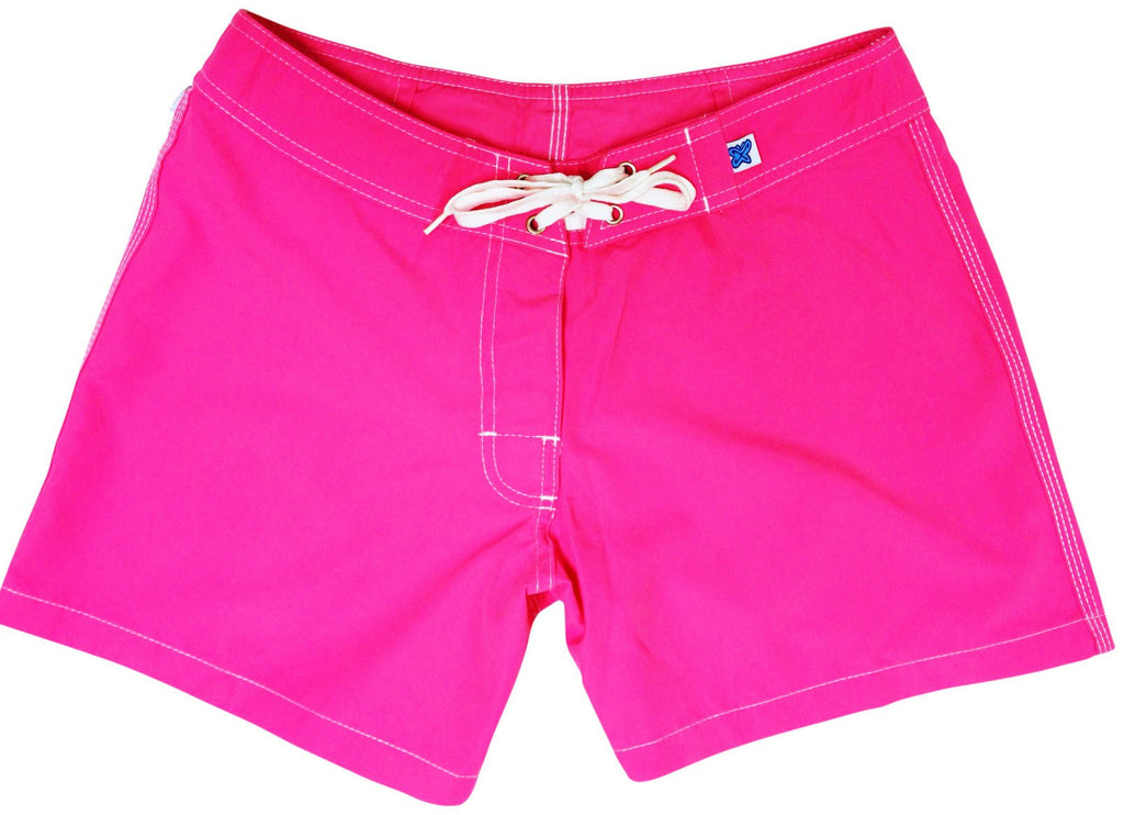 Solid Pink 5" Womens Back Pocket Board Shorts - Board Shorts World Outlet