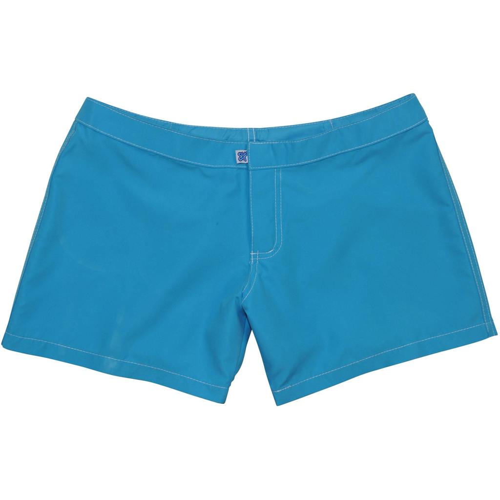 Solid Turquoise Womens Board/Swim Shorts - 4" - Board Shorts World Outlet