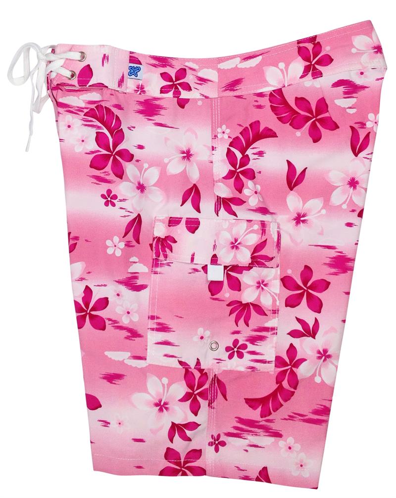 "Soul Salvation" (Pink) Womens Board/Swim Shorts - 10.5" - Board Shorts World Outlet