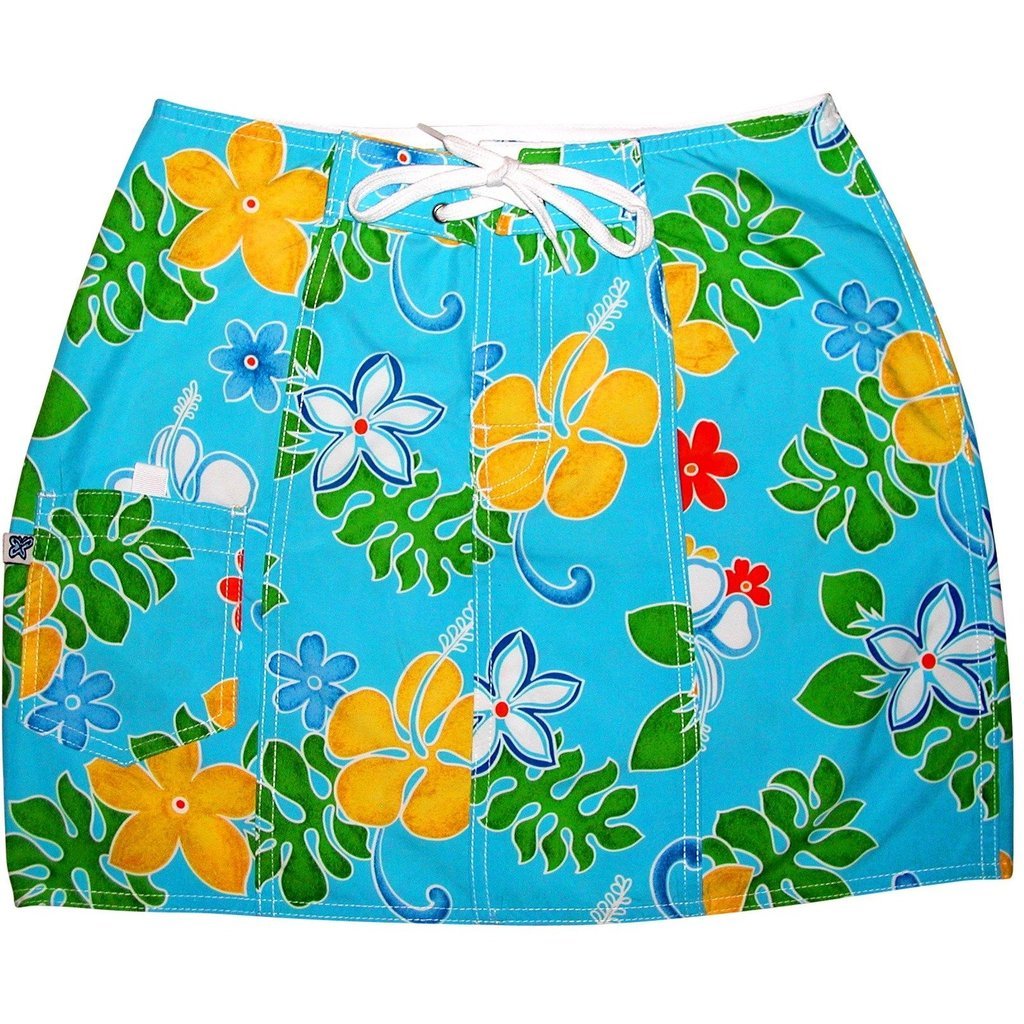 "Spring Fling" Original Style Board Skirt (Turquoise) - Board Shorts World Outlet
