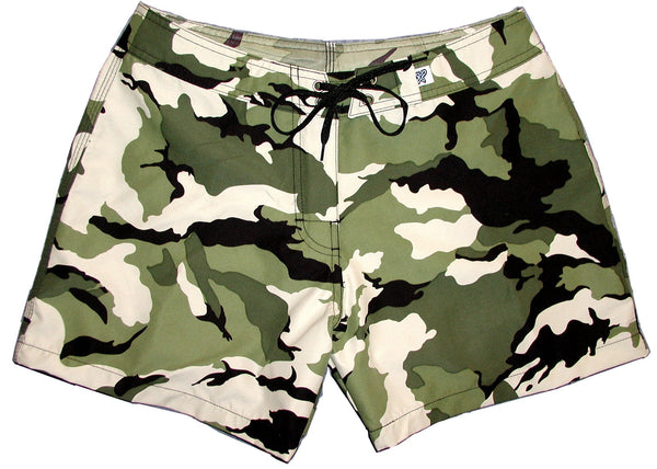 "Stealth Fanatic" Camo 5" Womens Back Pocket Board Shorts - Board Shorts World Outlet