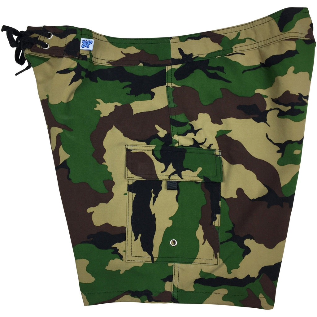 "Stealth Fanatic" Camo 7" Womens Cargo + Back Pocket Board Shorts - Board Shorts World Outlet