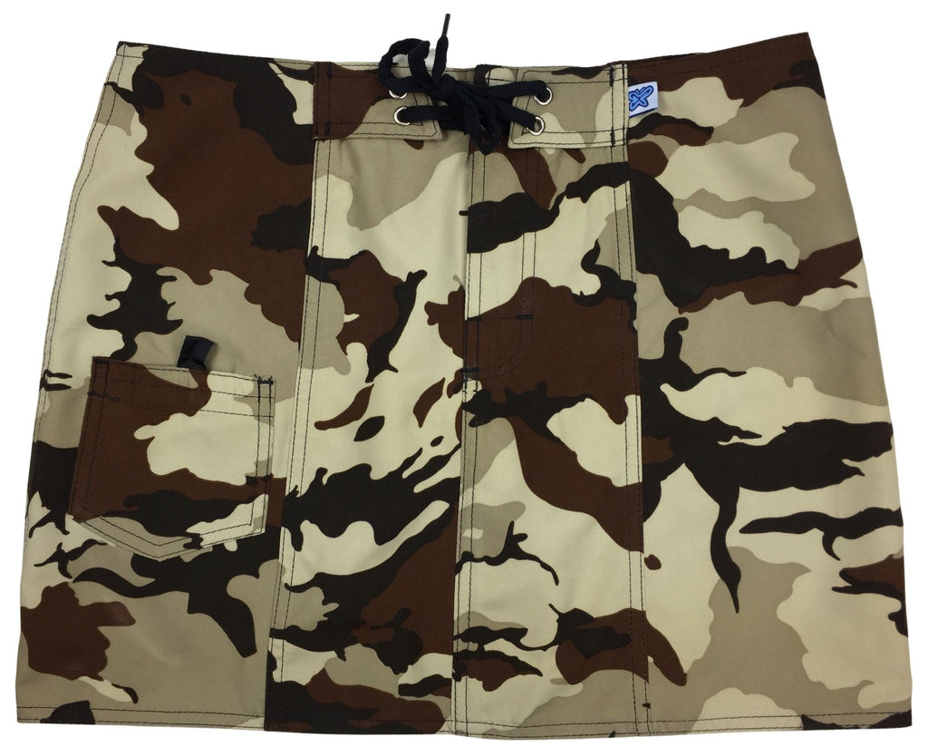 "Stealth Fanatic" Camo Original Style Board Skirt (Sand + Brown) - Board Shorts World Outlet