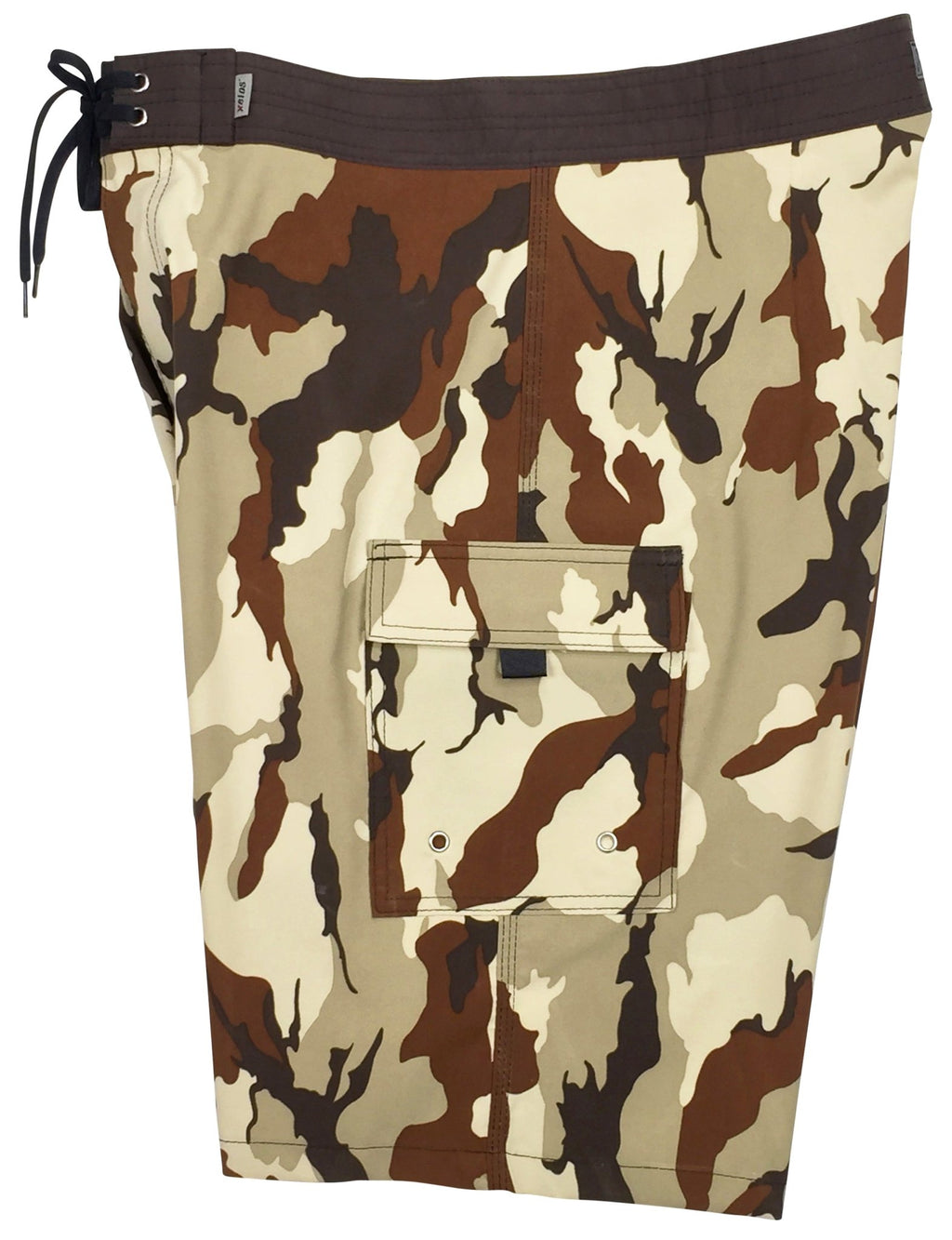 "Stealth Fanatic" Camo (Sand + Brown) Double Cargo Pocket Board Shorts - Board Shorts World Outlet
