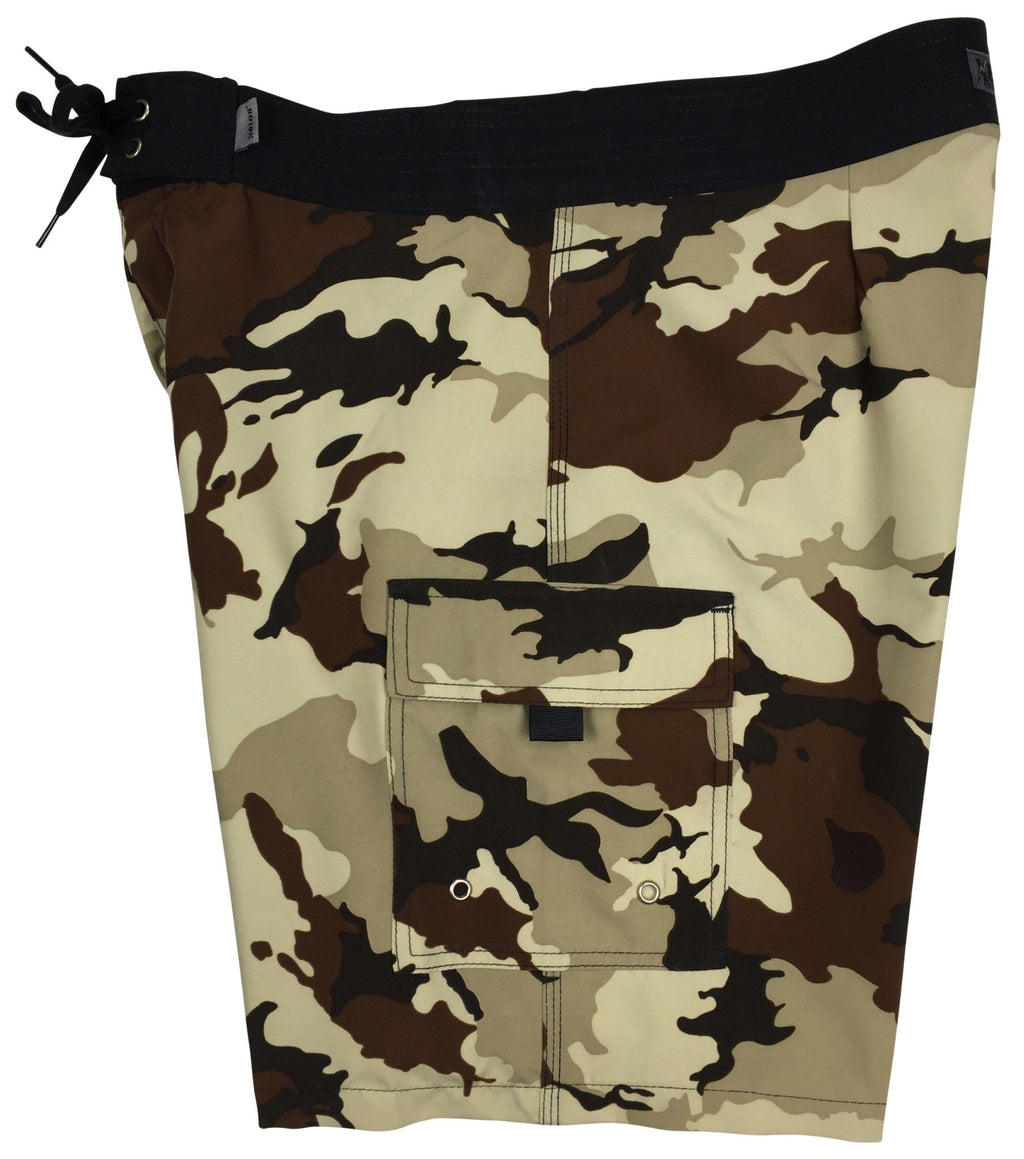 "Stealth Fanatic" Mens Board Shorts - 7" Inseam (Sand+Brown) - Board Shorts World Outlet