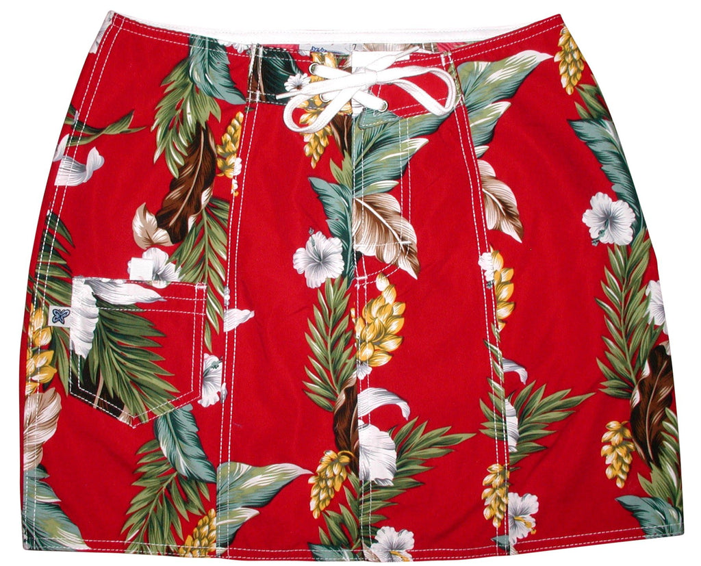 "Stranded" Original Style Board Skirt (Red) - Board Shorts World Outlet