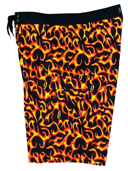 "The Fonz" (Flames) Double Cargo Pocket Board Shorts - Board Shorts World Outlet