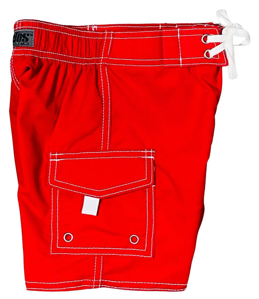 Toddlers Solid Board Shorts (Red) - Board Shorts World Outlet