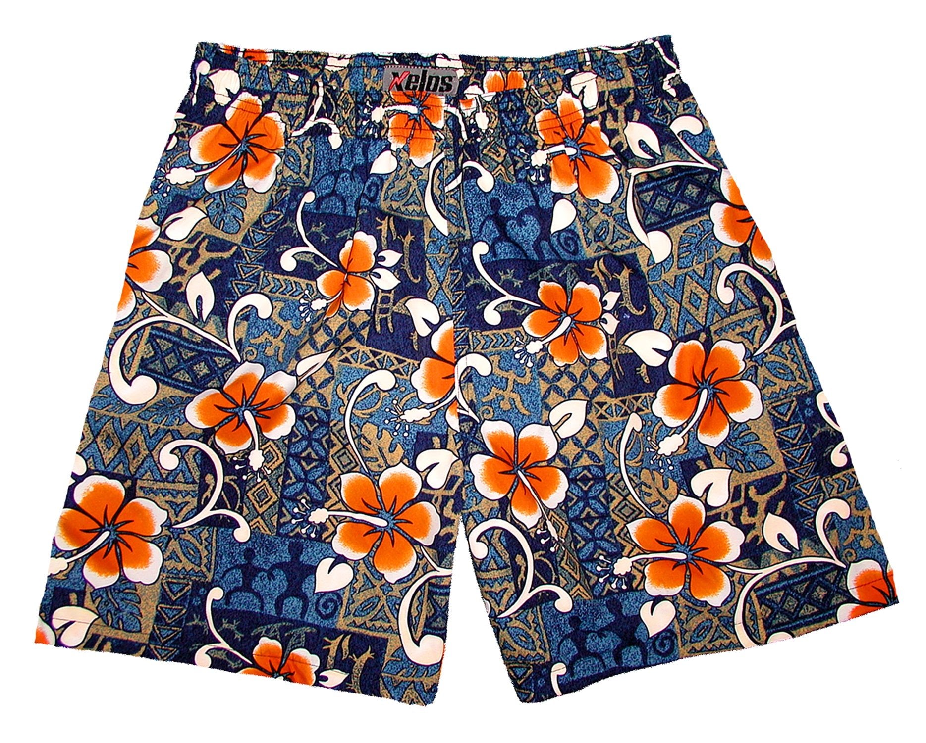 "Top Dog" (Blue) Swim Trunks (with mesh liner / side pockets) - 6.5" Mid Length - Board Shorts World Outlet