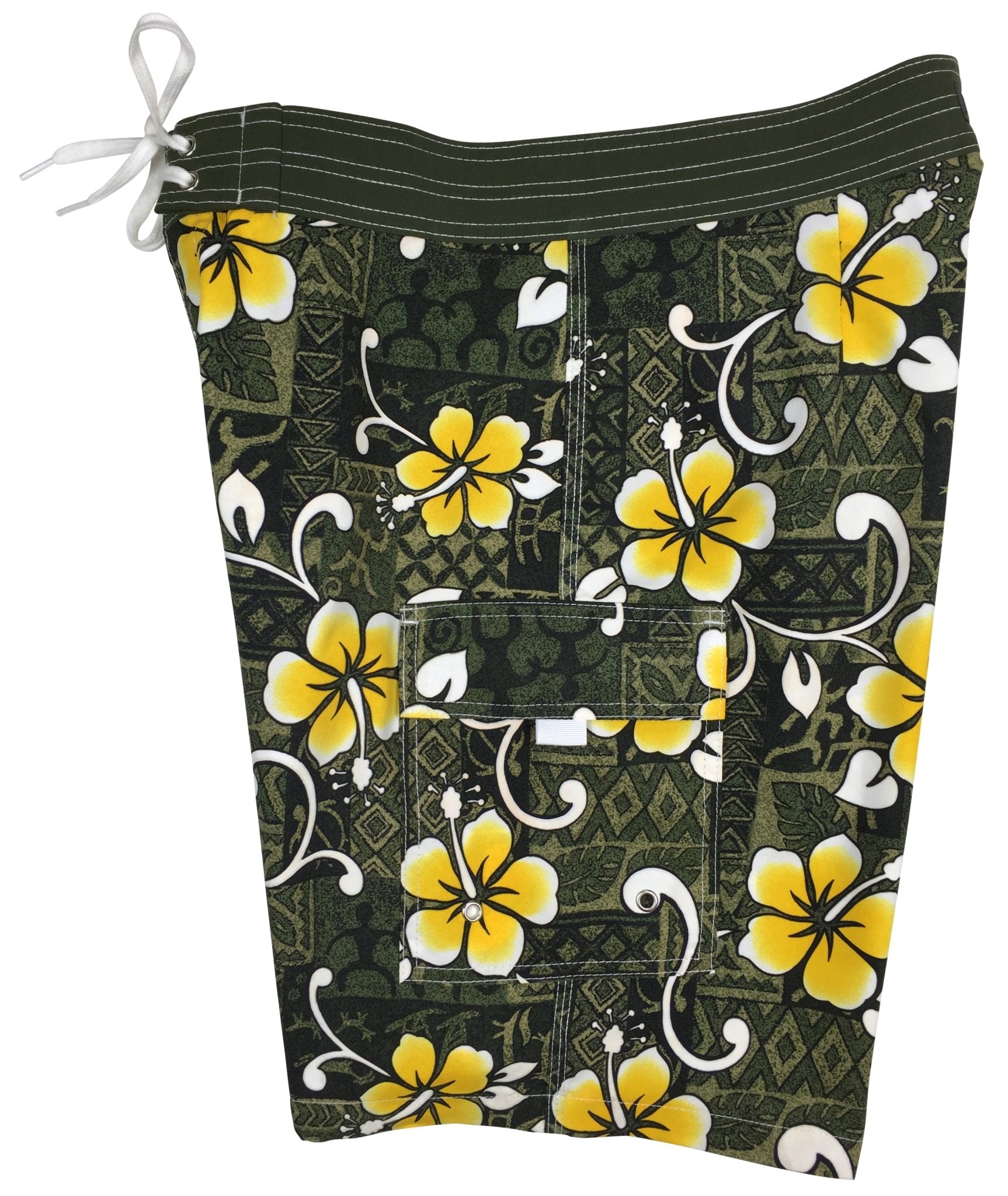 "Top Dog" Mens Board Shorts - 7" Inseam (Olive) - Board Shorts World Outlet