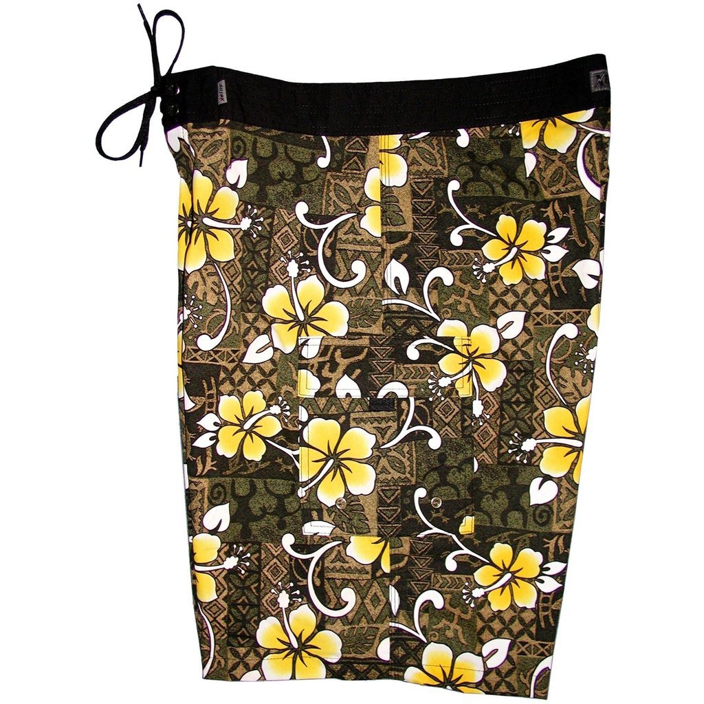 "Top Dog" (Olive) Double Cargo Pocket Board Shorts - Board Shorts World Outlet