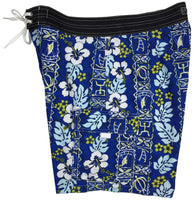 "Tortugas" (Blue) Mens Double Cargo Board Shorts - Retro Shortie - 5" - Board Shorts World Outlet