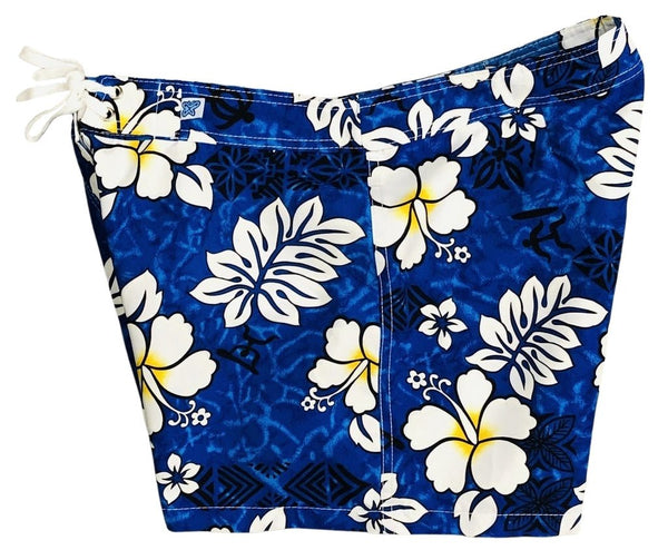 "Tribal Council" 5" Womens Back Pocket Board Shorts (Blue) - Board Shorts World Outlet