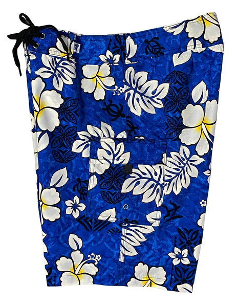 "Tribal Council" (Blue) Womens Board/Swim Shorts - 10.5" - Board Shorts World Outlet